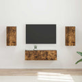 vidaXL TV-Wandregal-Set 4 pcs Geräucherte Eiche Holzwerkstoff