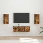 vidaXL TV-Wandregal-Set 4 pcs Geräucherte Eiche Holzwerkstoff