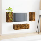 vidaXL TV-Wandregal-Set 4 pcs Geräucherte Eiche Holzwerkstoff
