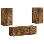 vidaXL TV-Wandregal-Set 4 pcs Geräucherte Eiche Holzwerkstoff