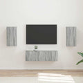 vidaXL TV-Wandregal-Set Wandmontiert 4 pcs Graues Sonoma Holzwerkstoff