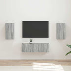 vidaXL TV-Wandregal-Set Wandmontiert 4 pcs Graues Sonoma Holzwerkstoff