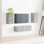 vidaXL TV-Wandregal-Set Wandmontiert 4 pcs Graues Sonoma Holzwerkstoff