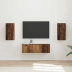 vidaXL TV-Wandregal-Set Wandmontiert 4 pcs Altholz Holzwerkstoff