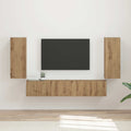 vidaXL TV-Wandregal-Set Wandmontiert 4 pcs Artisan-Eiche Holzwerkstoff