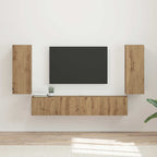 vidaXL TV-Wandregal-Set Wandmontiert 4 pcs Artisan-Eiche Holzwerkstoff
