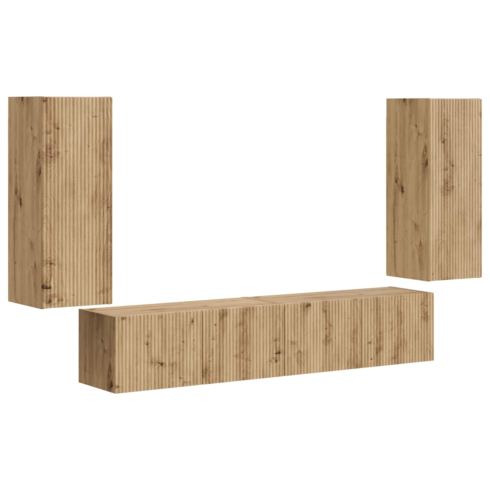 vidaXL TV-Wandregal-Set Wandmontiert 4 pcs Artisan-Eiche Holzwerkstoff