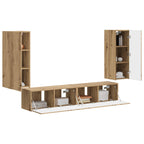 vidaXL TV-Wandregal-Set Wandmontiert 4 pcs Artisan-Eiche Holzwerkstoff