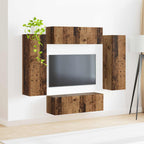 vidaXL TV-Wandregal-Set 4 pcs 29,5 x 31 x 100 cm Altholz Holzwerkstoff