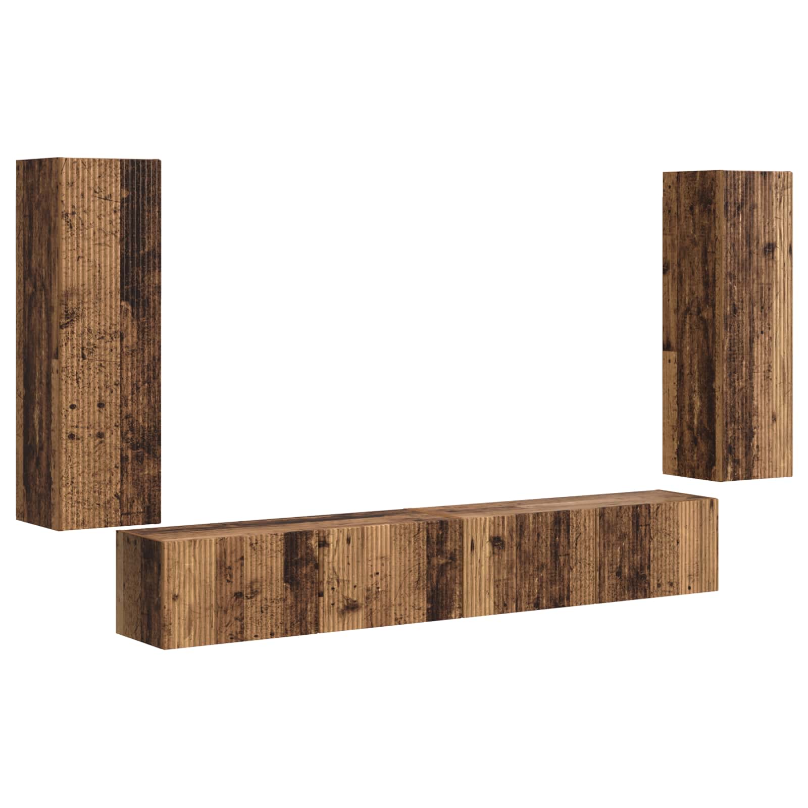 vidaXL TV-Wandregal-Set 4 pcs 29,5 x 31 x 100 cm Altholz Holzwerkstoff