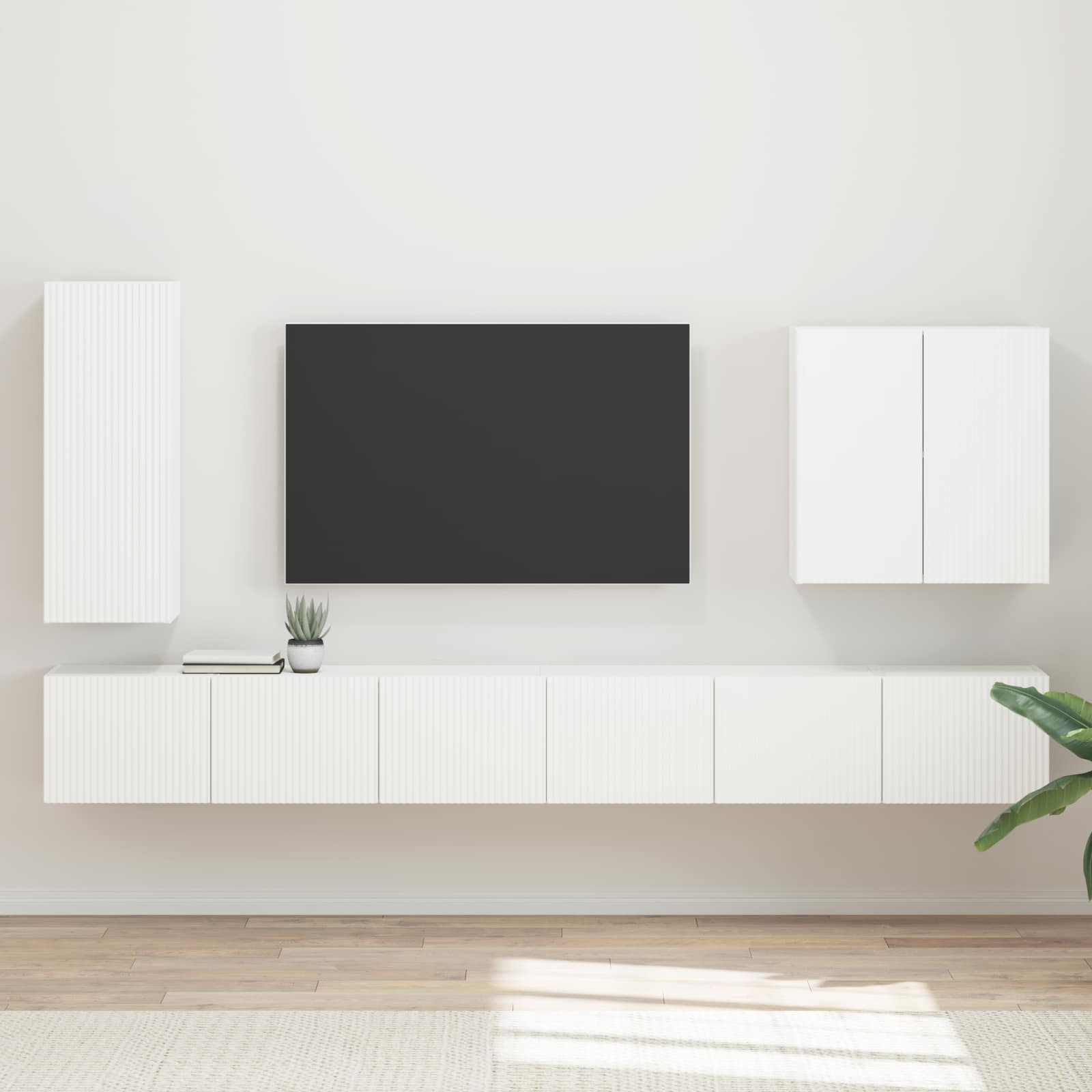 vidaXL TV-Wandregal-Set Wandmontiert 6 pcs Weiß