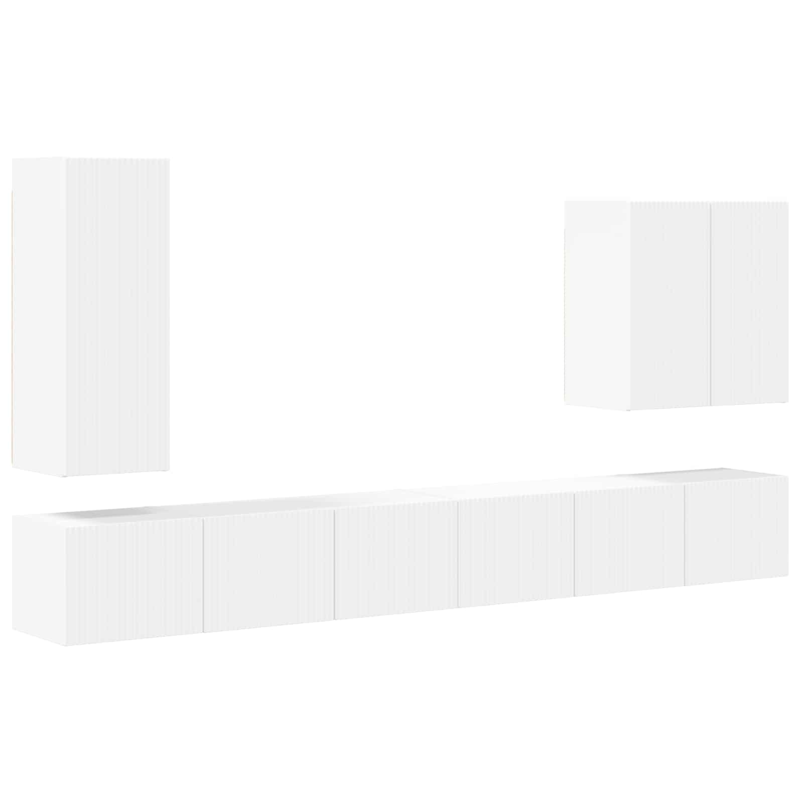 vidaXL TV-Wandregal-Set Wandmontiert 6 pcs Weiß