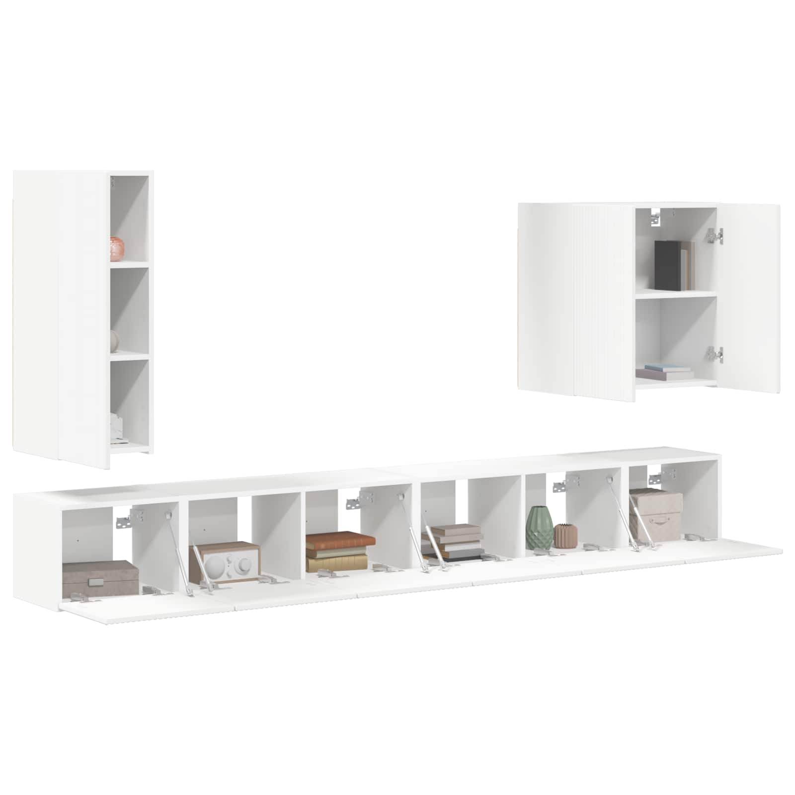 vidaXL TV-Wandregal-Set Wandmontiert 6 pcs Weiß
