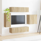 vidaXL TV-Wandregal-Set Wandmontiert 6 pcs Sonoma-Eiche