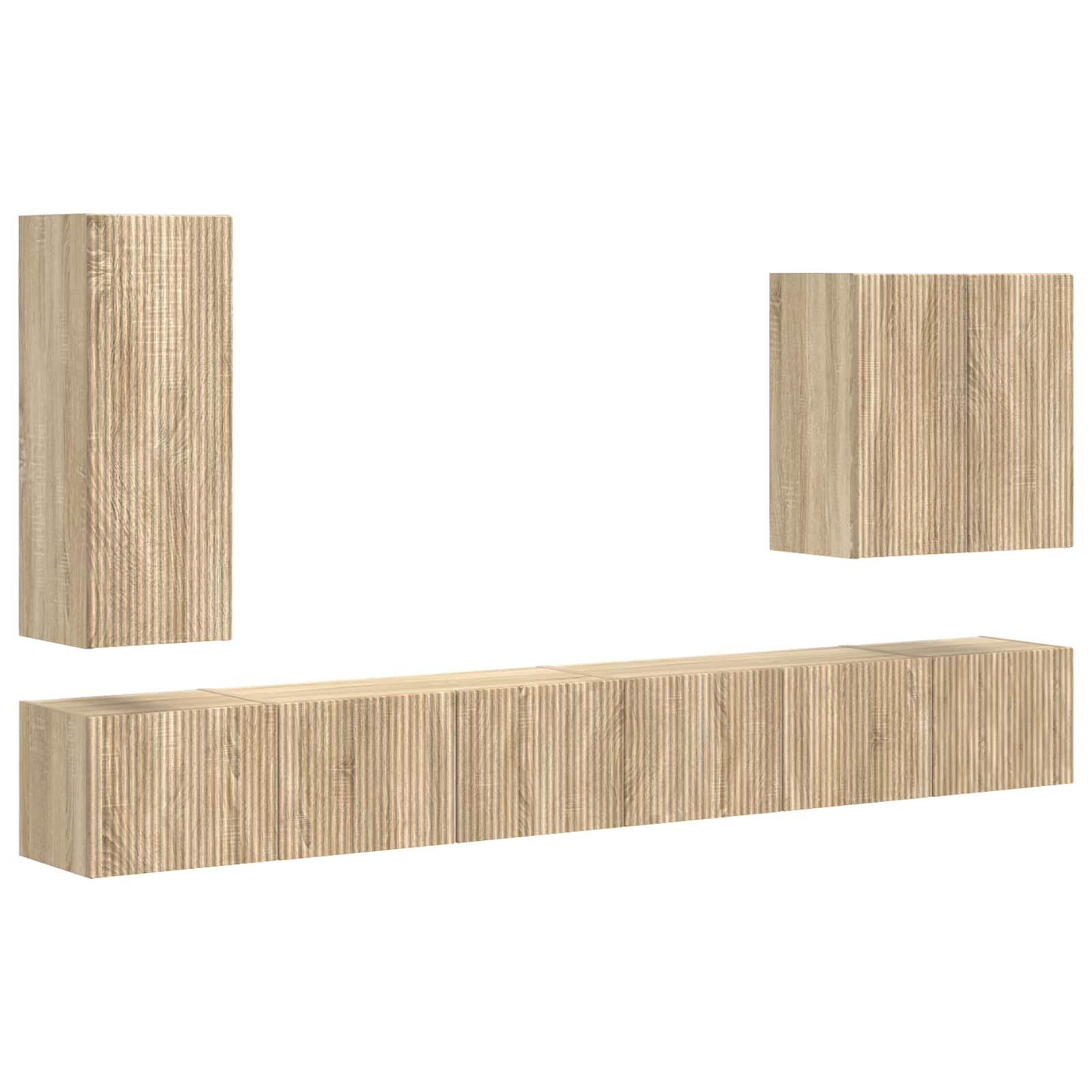 vidaXL TV-Wandregal-Set Wandmontiert 6 pcs Sonoma-Eiche