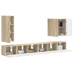 vidaXL TV-Wandregal-Set Wandmontiert 6 pcs Sonoma-Eiche