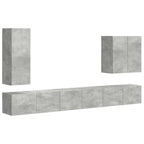 vidaXL TV-Wandregal-Set Wandmontiert 6 pcs Beton Grau