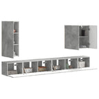 vidaXL TV-Wandregal-Set Wandmontiert 6 pcs Beton Grau