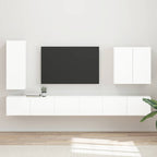 vidaXL TV-Wandregal-Set Wandmontiert 6 pcs Hochglanz Weiß