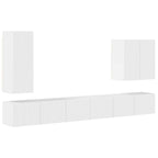 vidaXL TV-Wandregal-Set Wandmontiert 6 pcs Hochglanz Weiß