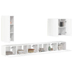 vidaXL TV-Wandregal-Set Wandmontiert 6 pcs Hochglanz Weiß