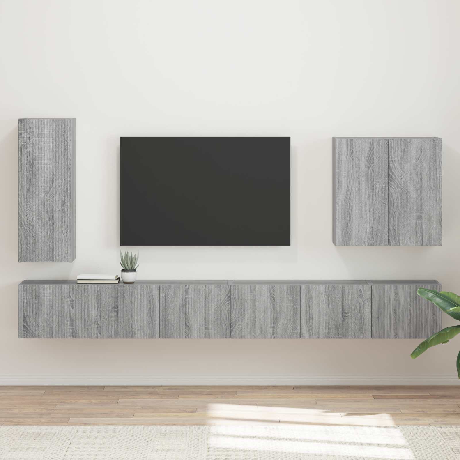 vidaXL TV-Wandregal-Set Wandmontiert 6 pcs Graues Sonoma
