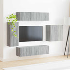 vidaXL TV-Wandregal-Set Wandmontiert 6 pcs Graues Sonoma