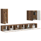 vidaXL TV-Wandregal-Set Wandmontiert 6 pcs Altholz