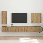 vidaXL TV-Wandregal-Set Wandmontiert 6 pcs Artisan-Eiche