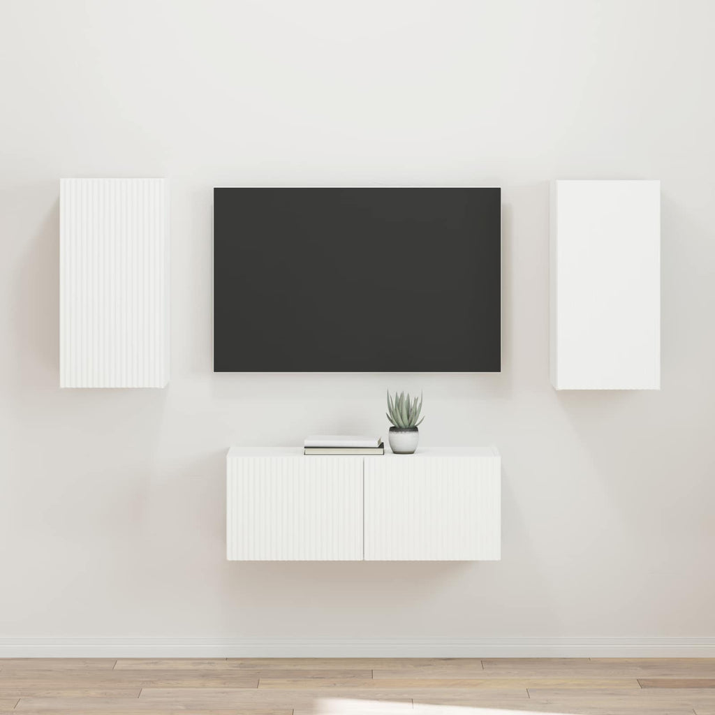 vidaXL TV-Schrankset Wandmontiert 2 pcs Weiß Holzwerkstoff
