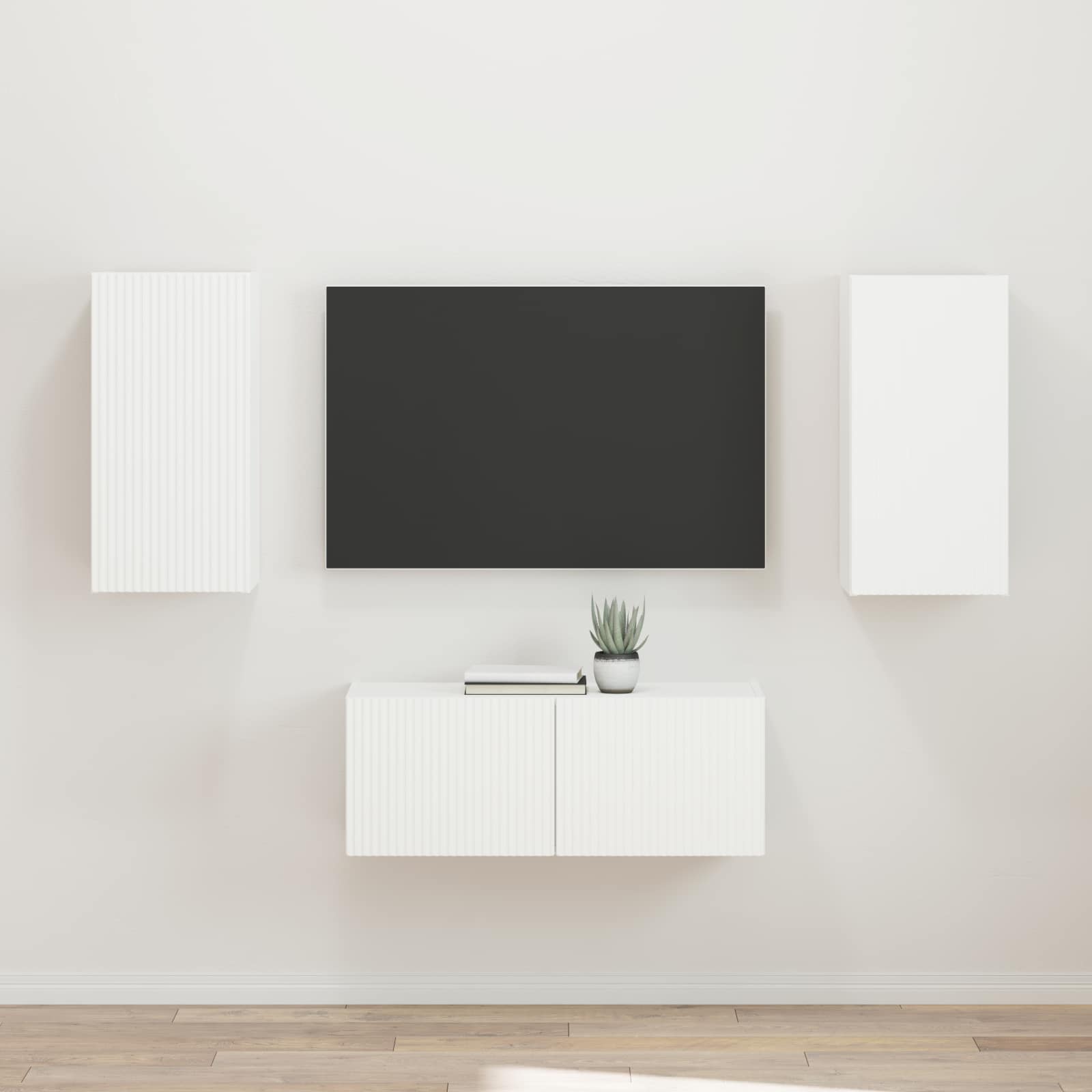 vidaXL TV-Schrankset Wandmontiert 2 pcs Weiß Holzwerkstoff