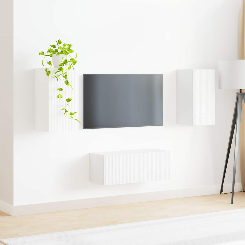 vidaXL TV-Schrankset Wandmontiert 2 pcs Weiß Holzwerkstoff