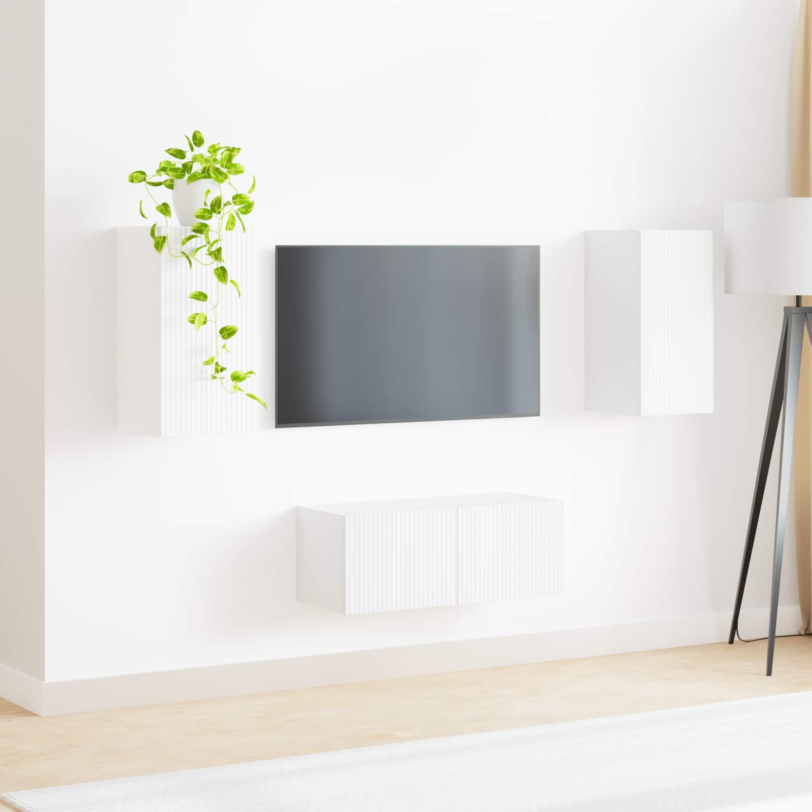 vidaXL TV-Schrankset Wandmontiert 2 pcs Weiß Holzwerkstoff