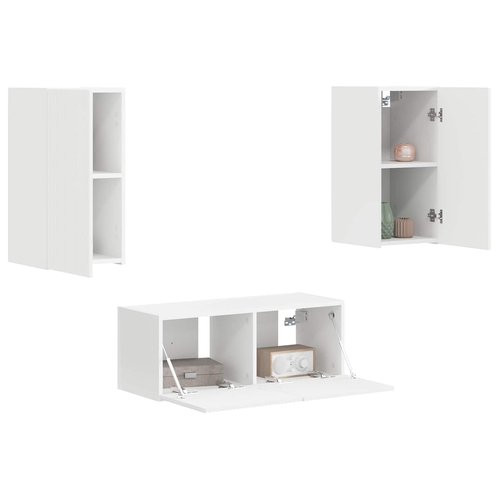 vidaXL TV-Schrankset Wandmontiert 2 pcs Weiß Holzwerkstoff
