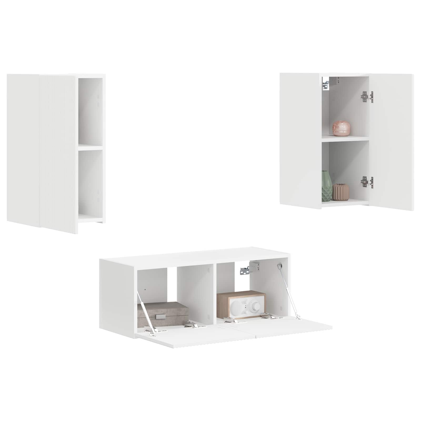 vidaXL TV-Schrankset Wandmontiert 2 pcs Weiß Holzwerkstoff