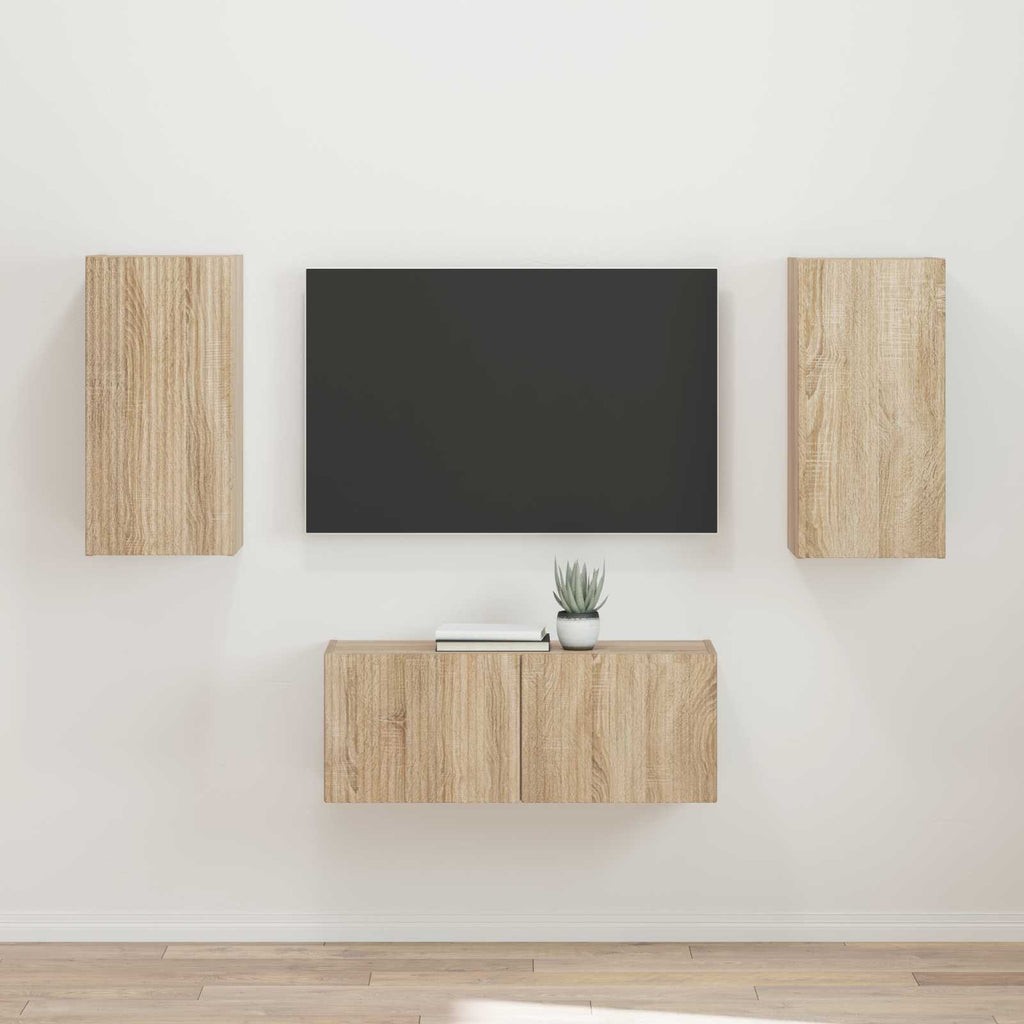 vidaXL TV-Schrankset Wandmontiert 2 pcs Sonoma-Eiche Holzwerkstoff