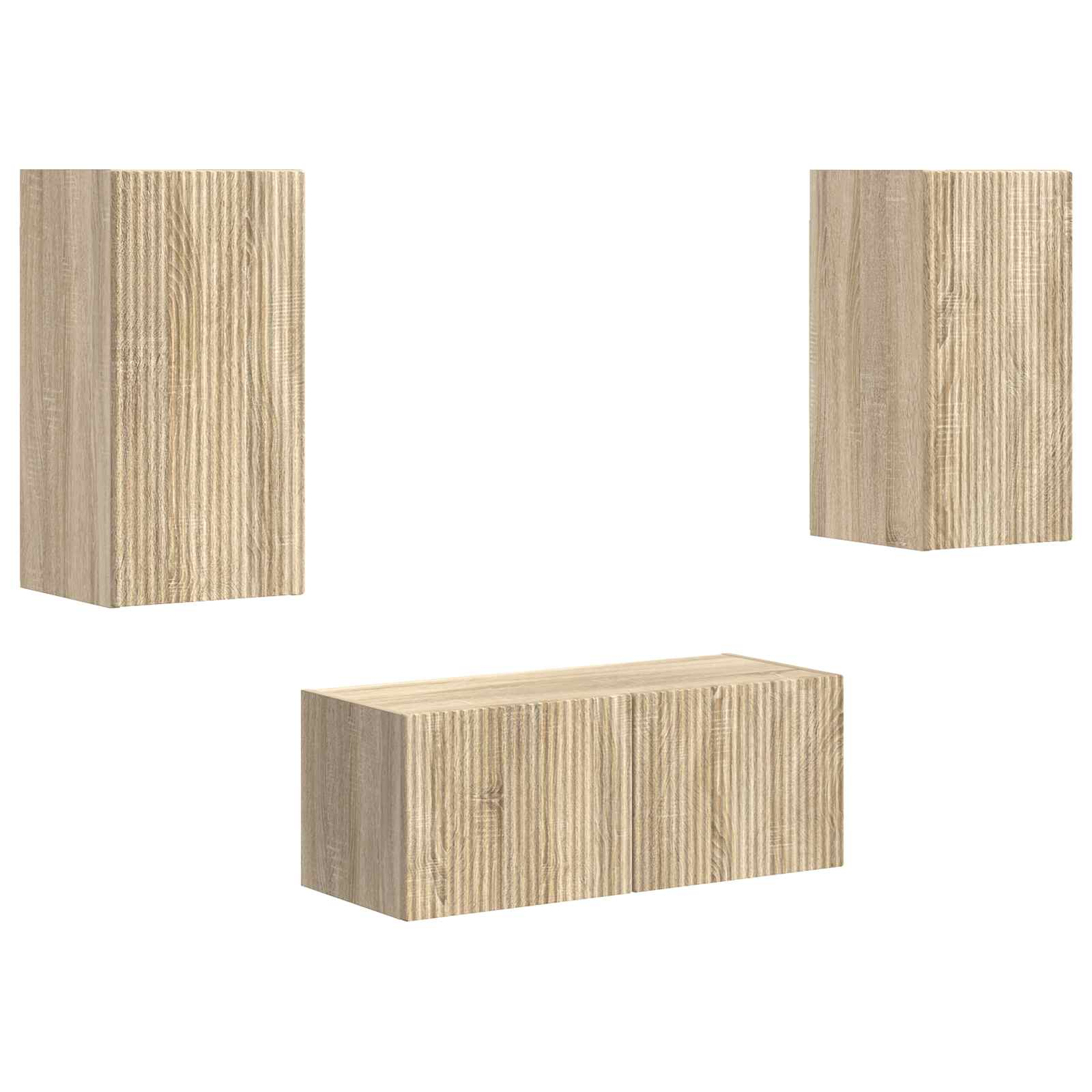 vidaXL TV-Schrankset Wandmontiert 2 pcs Sonoma-Eiche Holzwerkstoff