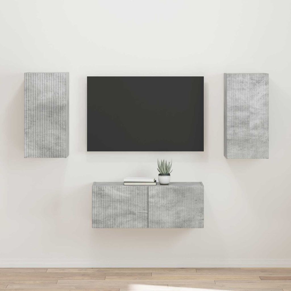 vidaXL TV-Schrankset Wandmontiert 2 pcs Beton Grau Holzwerkstoff