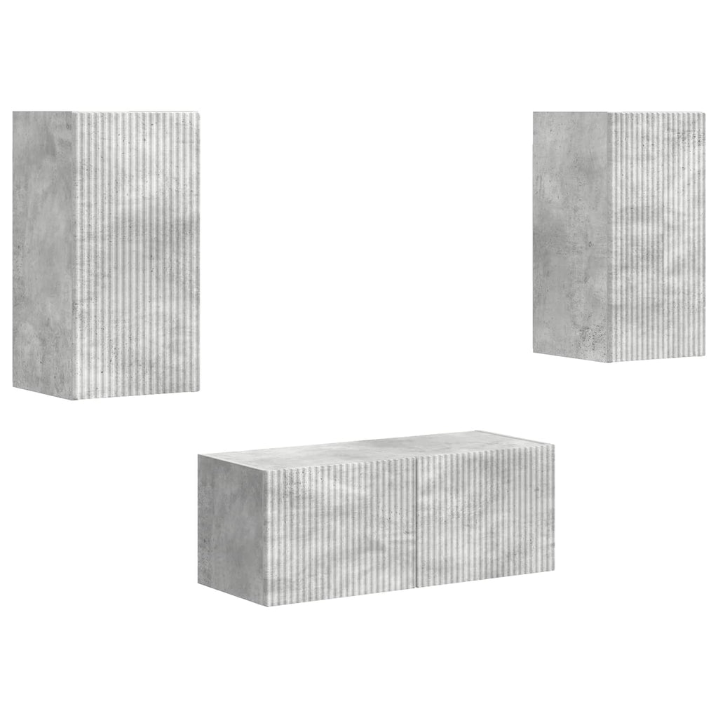 vidaXL TV-Schrankset Wandmontiert 2 pcs Beton Grau Holzwerkstoff