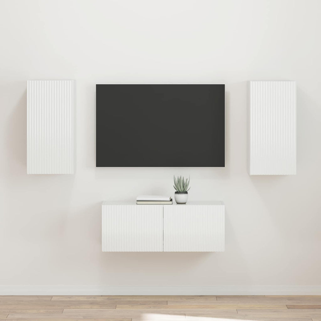 vidaXL TV-Schrankset Wandmontiert 2 pcs Hochglanz Weiß Holzwerkstoff