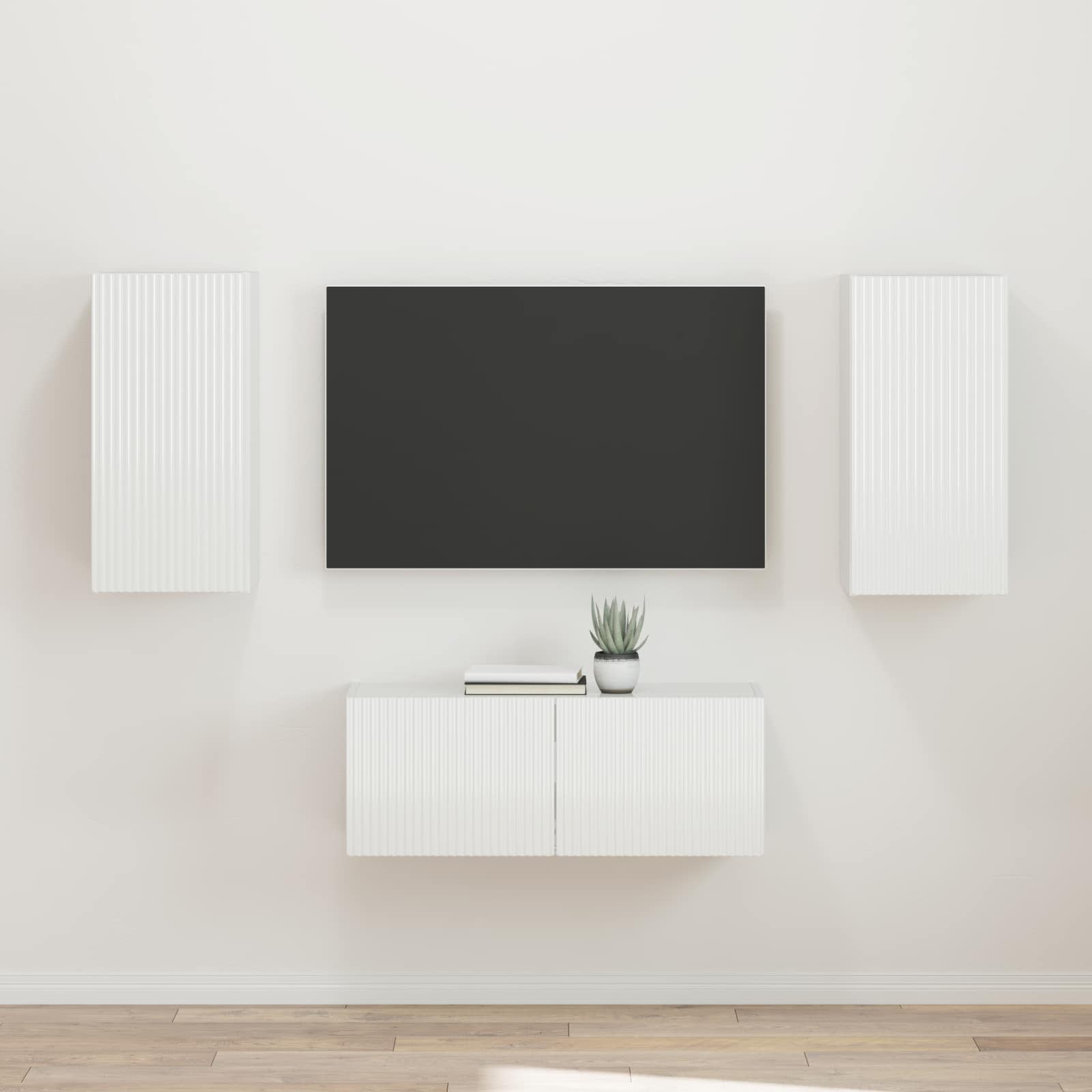 vidaXL TV-Schrankset Wandmontiert 2 pcs Hochglanz Weiß Holzwerkstoff