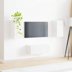 vidaXL TV-Schrankset Wandmontiert 2 pcs Hochglanz Weiß Holzwerkstoff
