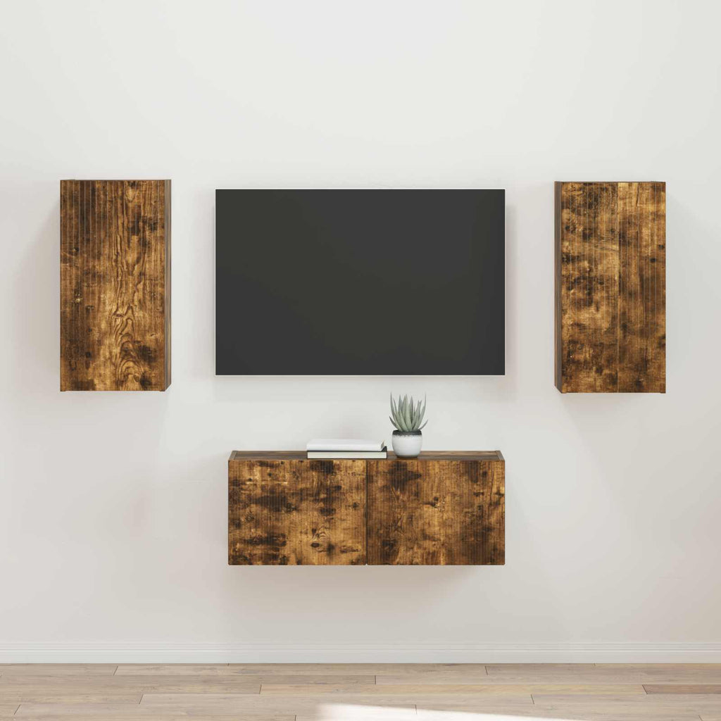 vidaXL TV-Schrankset 2 pcs Geräucherte Eiche Holzwerkstoff