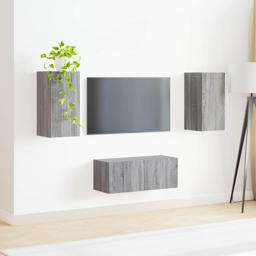 vidaXL TV-Schrankset Wandmontiert 2 pcs Graues Sonoma Holzwerkstoff