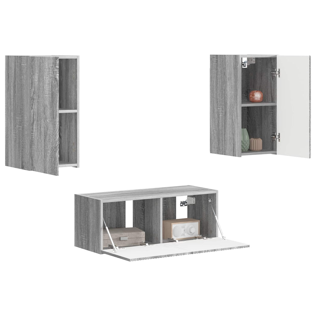 vidaXL TV-Schrankset Wandmontiert 2 pcs Graues Sonoma Holzwerkstoff