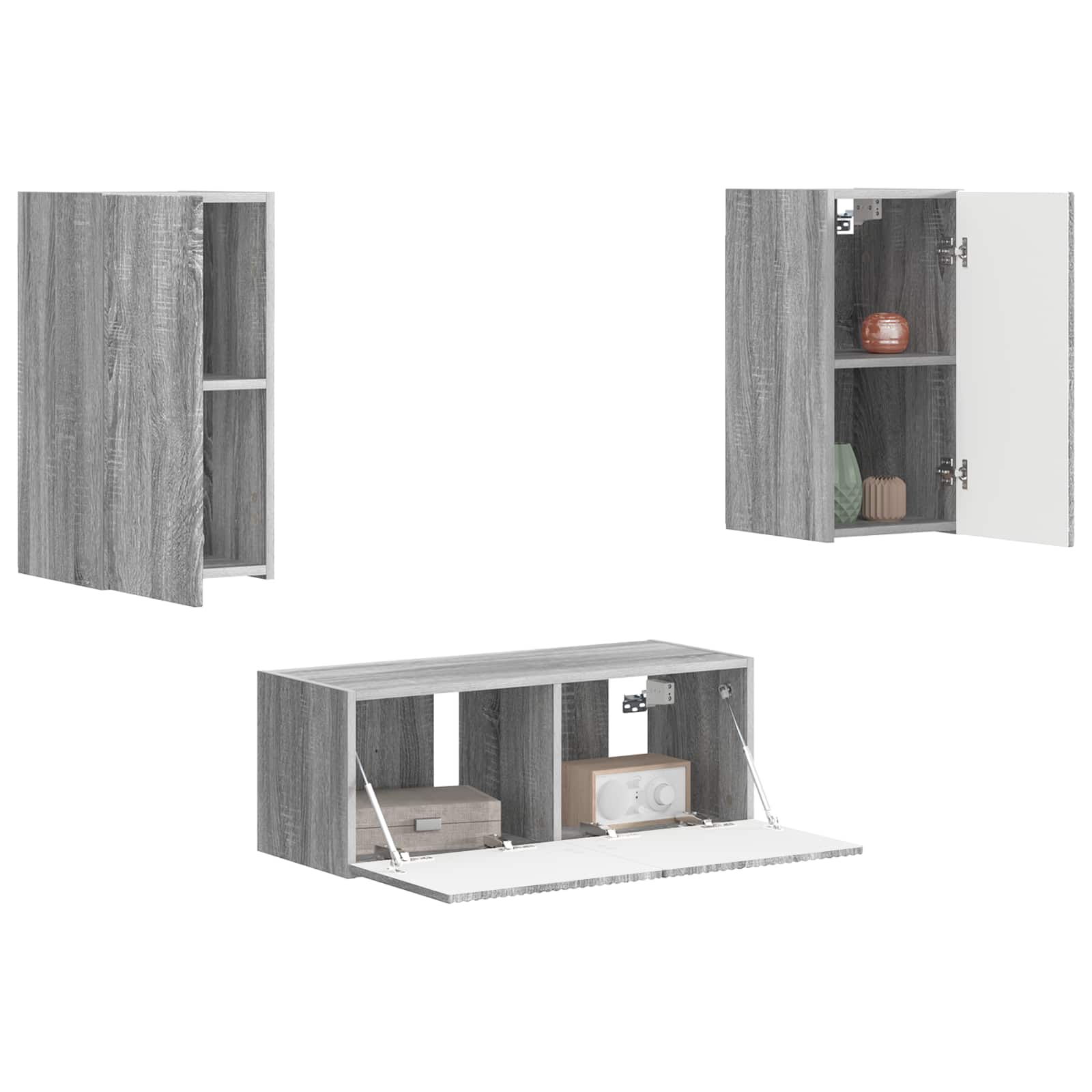 vidaXL TV-Schrankset Wandmontiert 2 pcs Graues Sonoma Holzwerkstoff