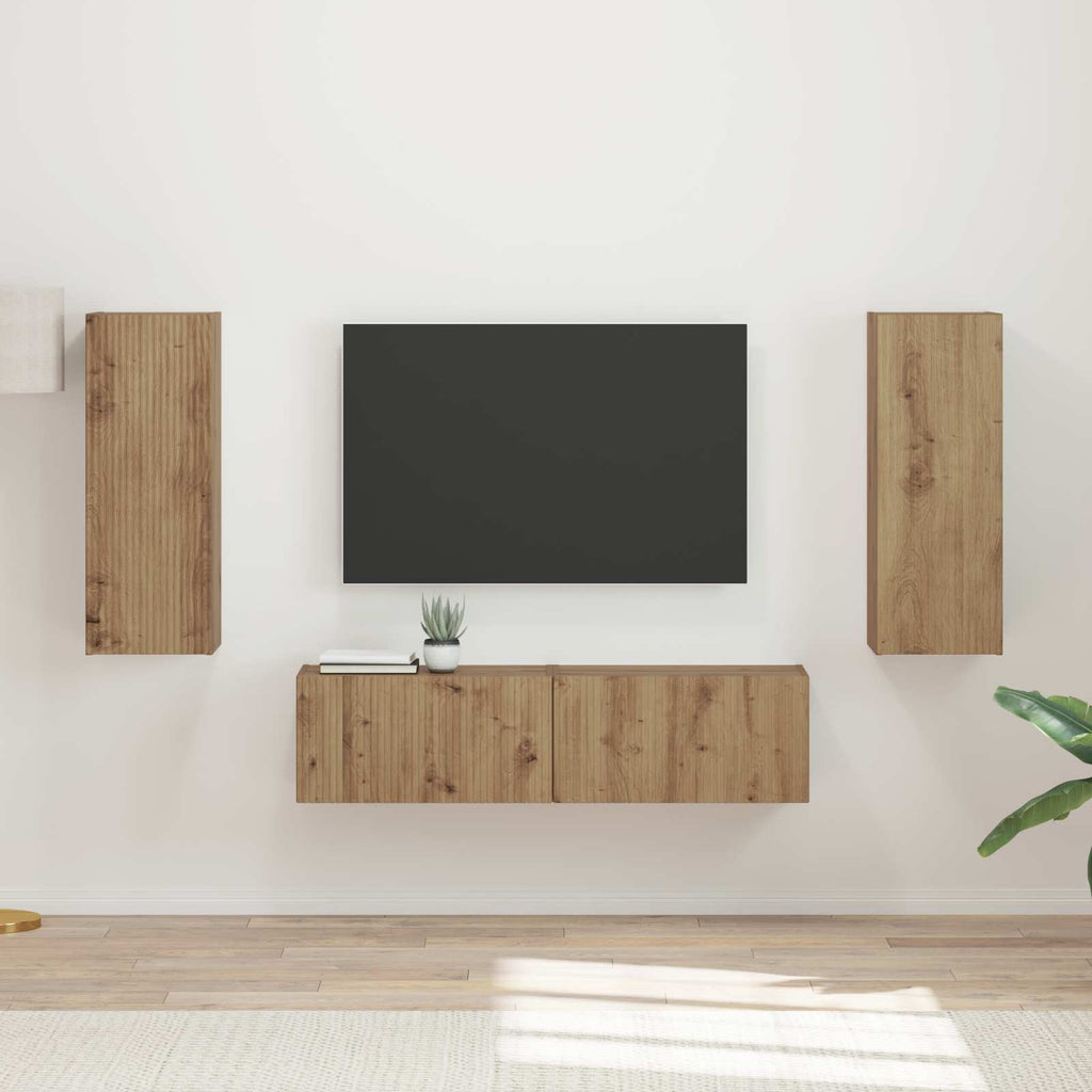 vidaXL TV-Schrankset Wandmontiert 2 pcs Artisan-Eiche Holzwerkstoff