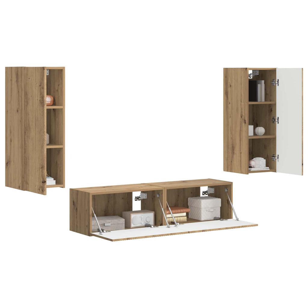 vidaXL TV-Schrankset Wandmontiert 2 pcs Artisan-Eiche Holzwerkstoff