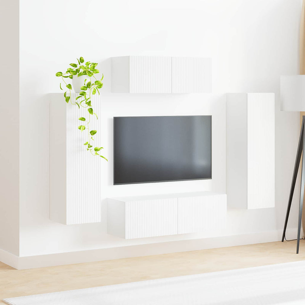 vidaXL TV-Schrankset Wandmontiert 3 pcs Weiß Holzwerkstoff