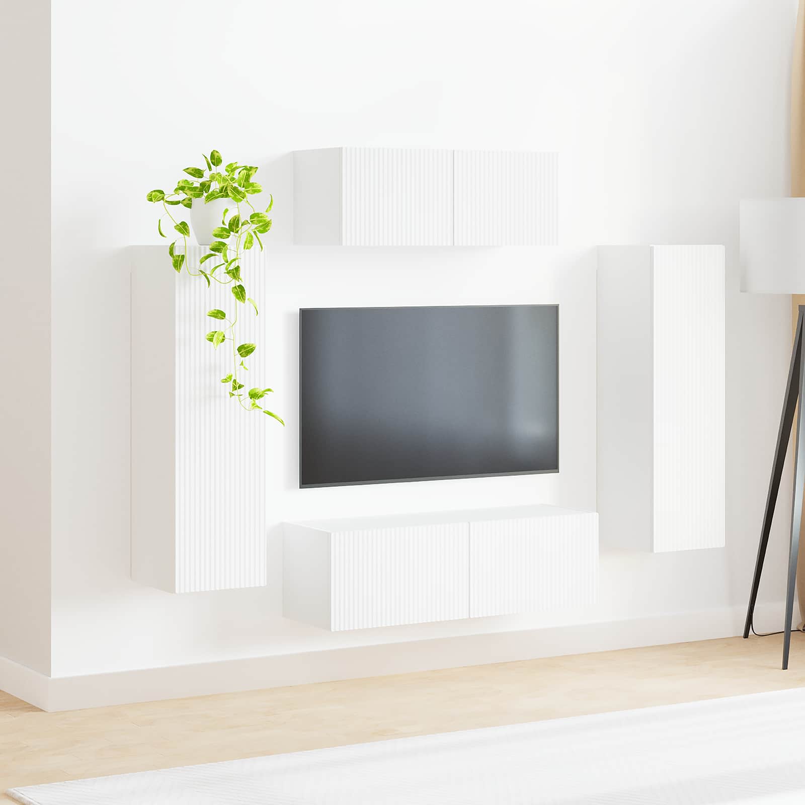 vidaXL TV-Schrankset Wandmontiert 3 pcs Weiß Holzwerkstoff